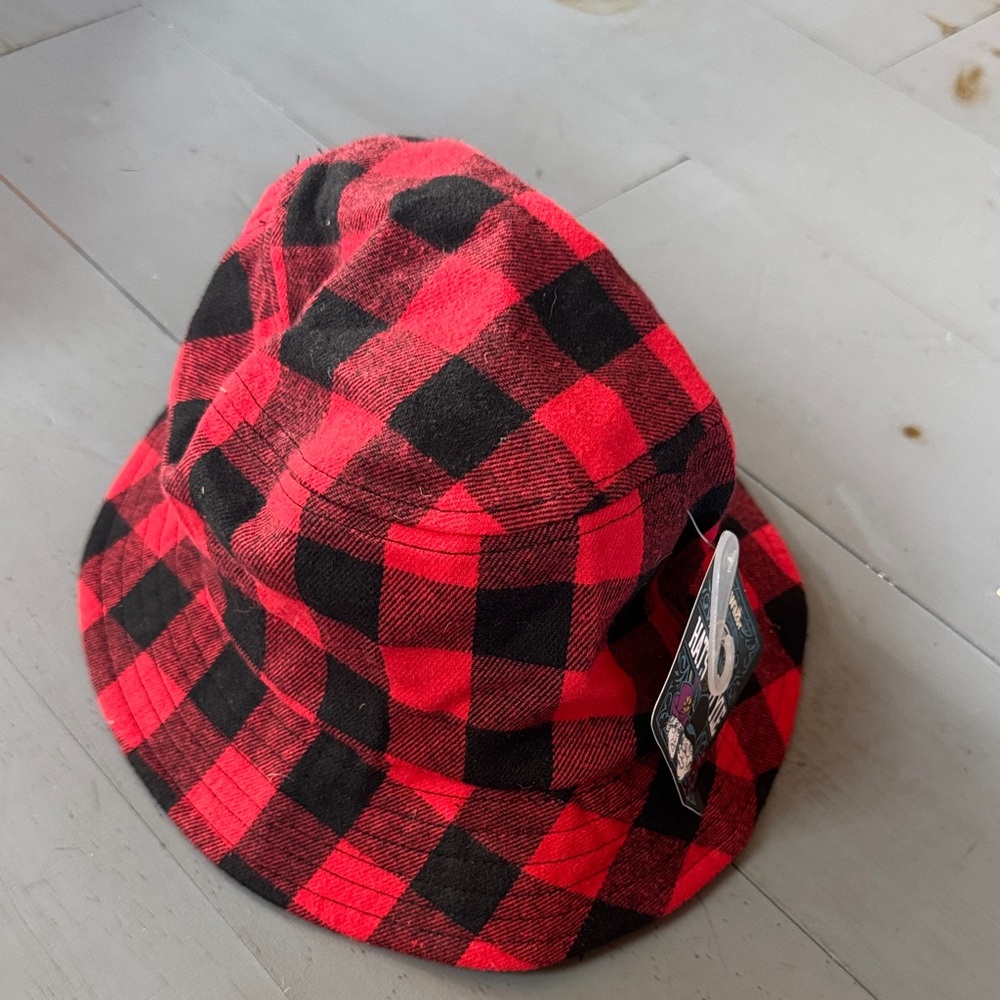 Plaid Red and Black Kids Bucket Hat